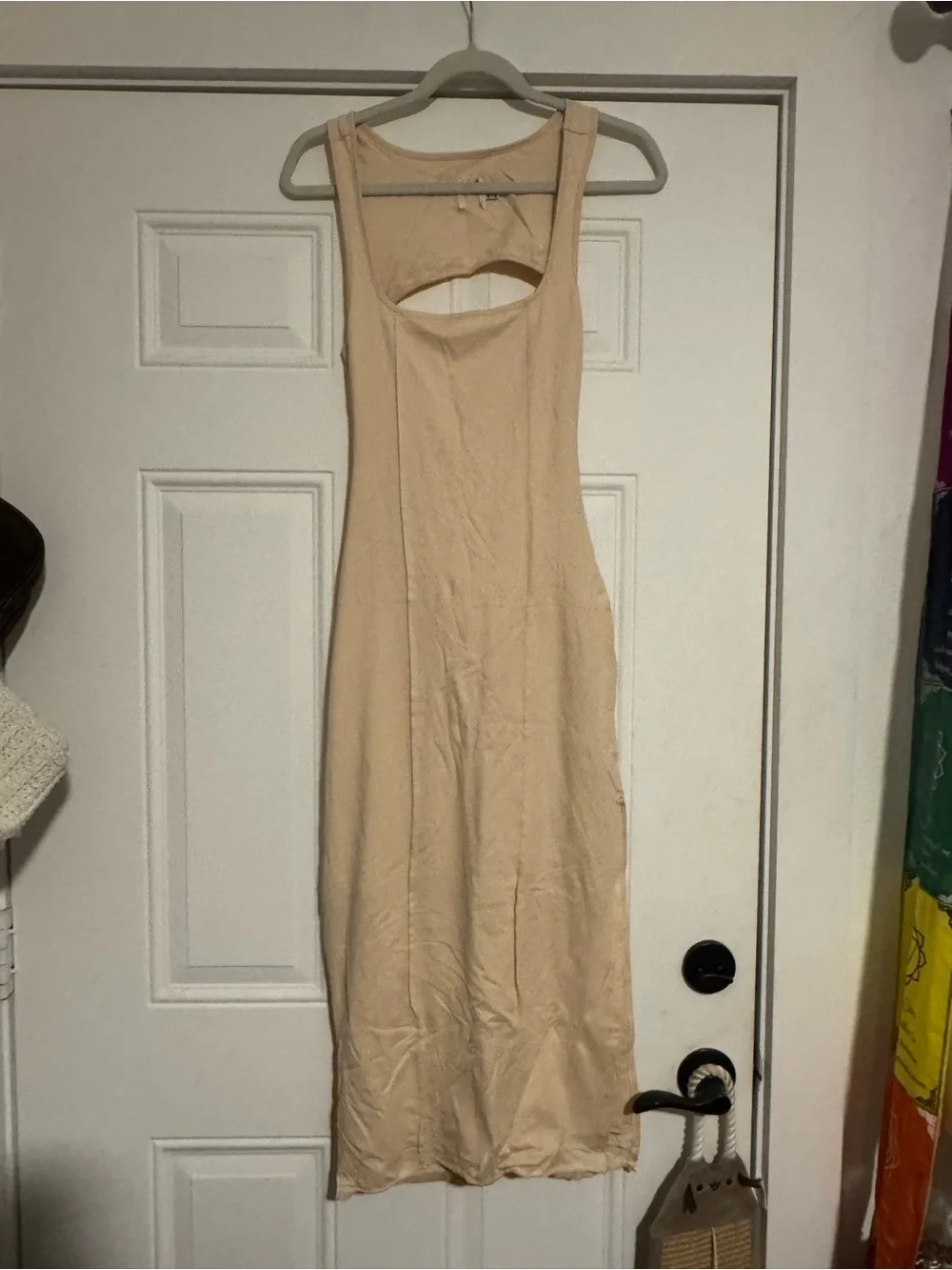 Oh Polly Beige Cutout Midi Dress